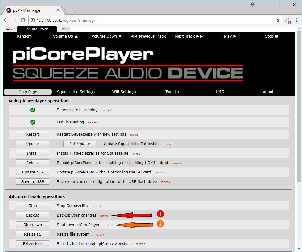 backup and shutdown pcp