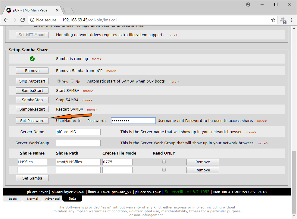 set samba password