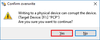 Win32 Disk Imager - Confirm Overwrite Win32 Disk Imager - Confirm Overwrite