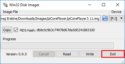 Win32 Disk Imager - Exit Win32 Disk Imager - Exit