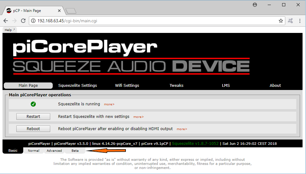 Select Beta mode Select Beta mode