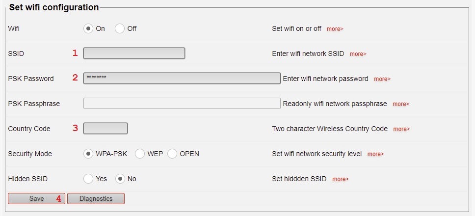 Wifi settings Wifi settings