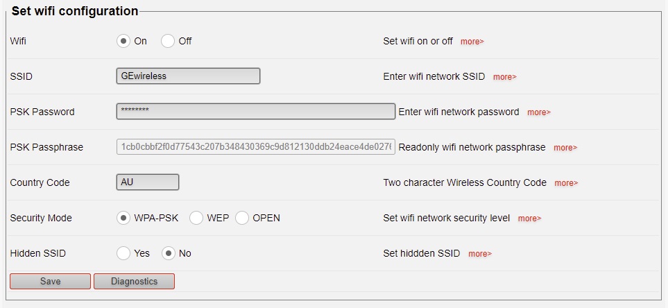Wifi settings Wifi settings