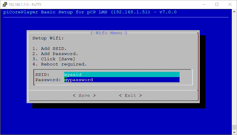 Setup - Wifi Menu Setup - Wifi Menu