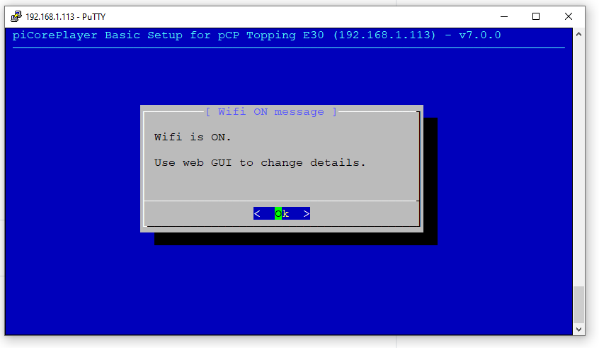 Setup - Wifi message Setup - Wifi message