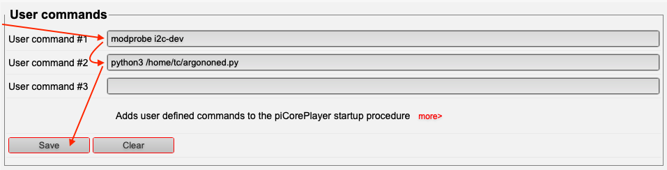 User commands